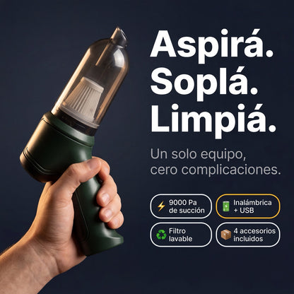 Aspiradora Portátil Inalámbrica 2 en 1 — Aspira y Sopla