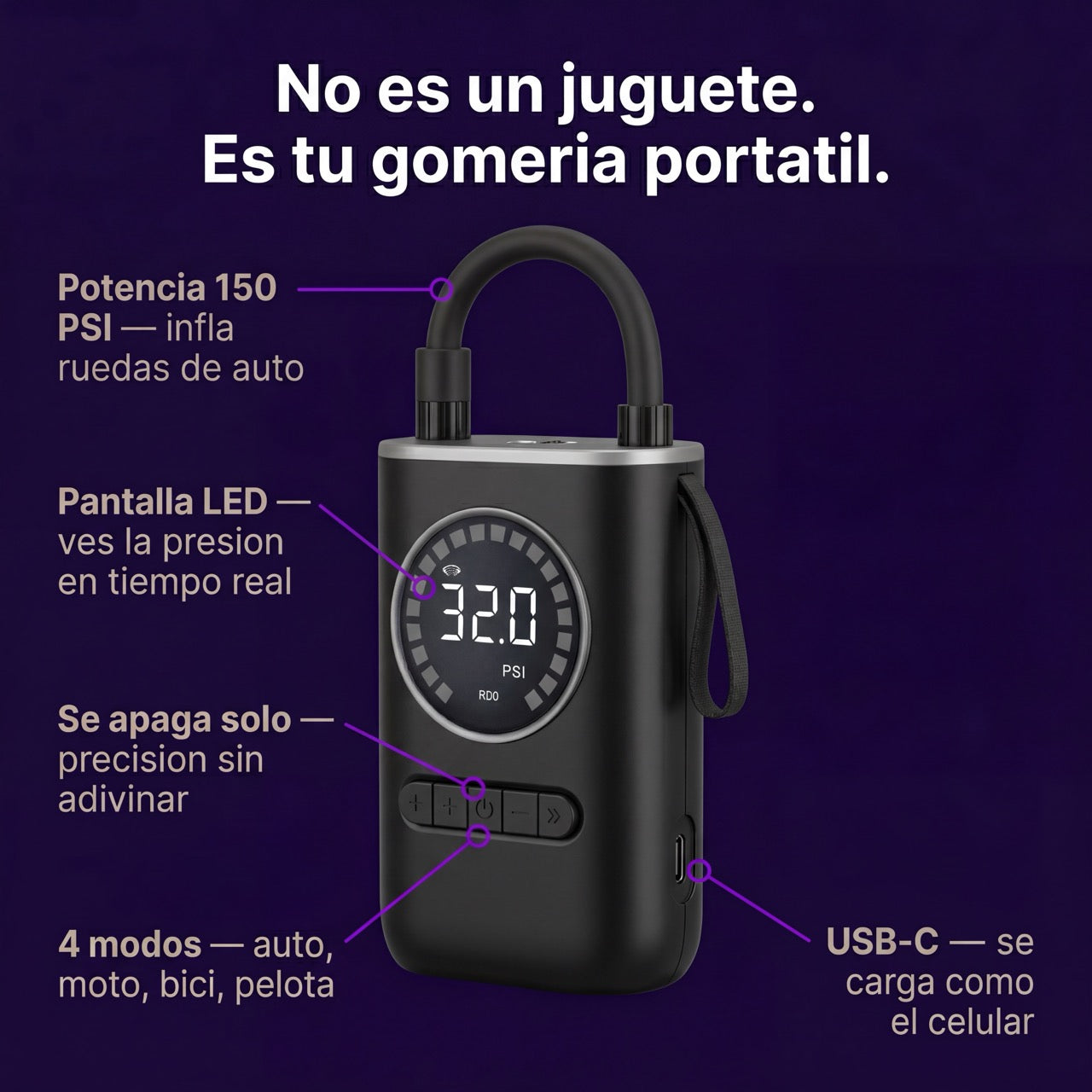 InflaYa — Mini Compresor Digital Portátil